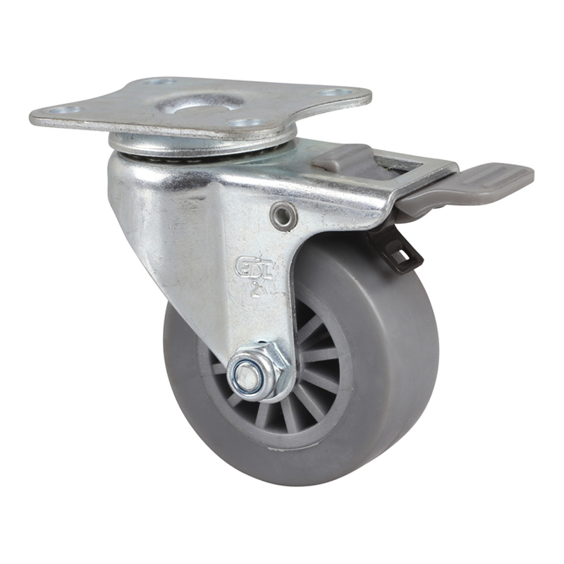 EDL Mini 2'' 30kg Plate Plastic Dual Brake TPE Caster 26122H-262-53