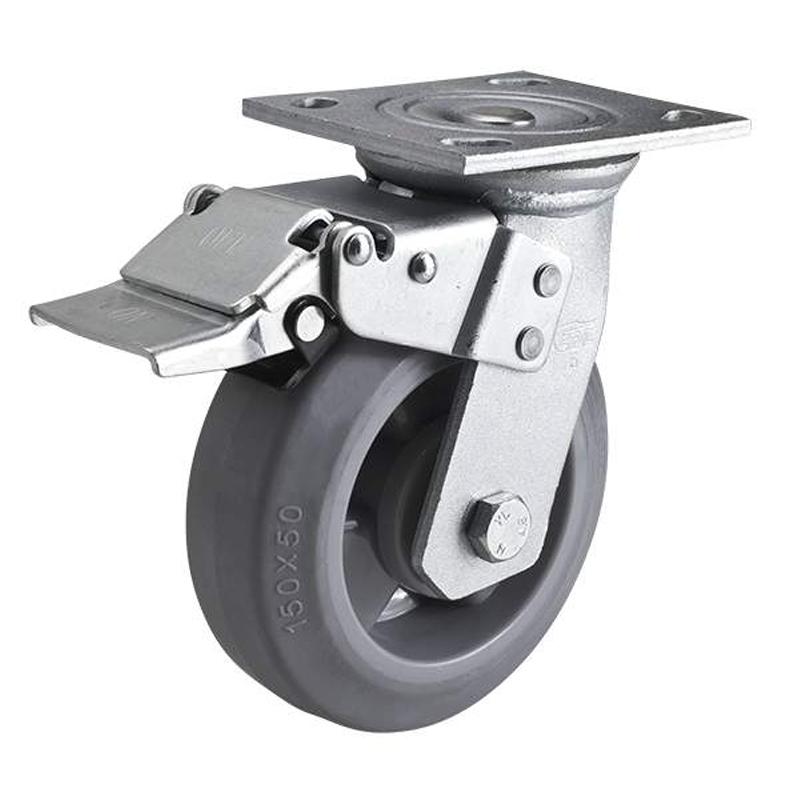 EDL Heavy 6'' 350kg Plate Iron Dual Brake TPE Caster 73126L-736-56