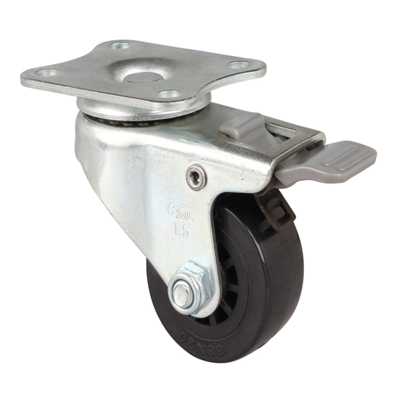 EDL Mini 1.5'' 30kg Plate Plastic Dual Brake PU Caster 261215H-2615-63