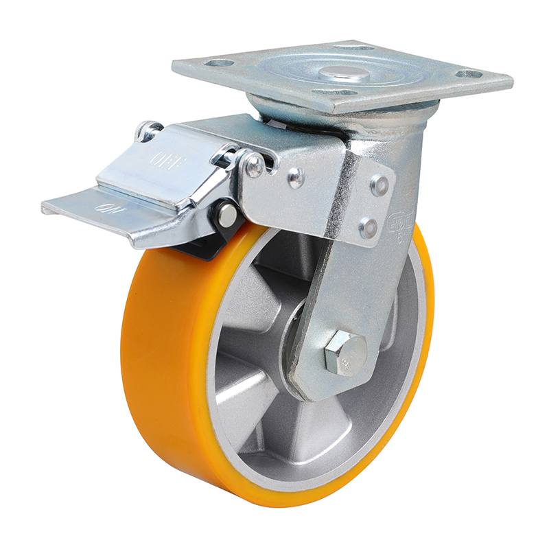 EDL Heavy 6'' 460kg Plate Iron Dual Brake TPU Caster 73126L-736-86A