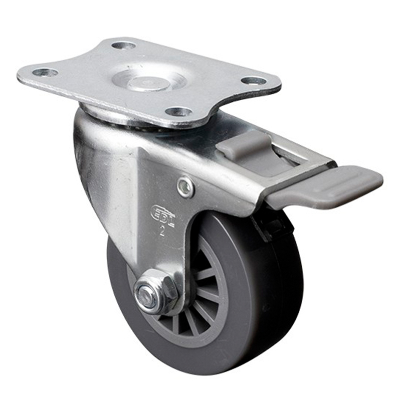 EDL  Mini 2'' 35kg Plate Plastic Dual Brake PU Caster 26122H-262-73