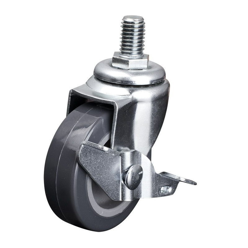 EDL Mini 2'' 30kg Threaded Axle Brake PU Caster 20142A-202-72/A