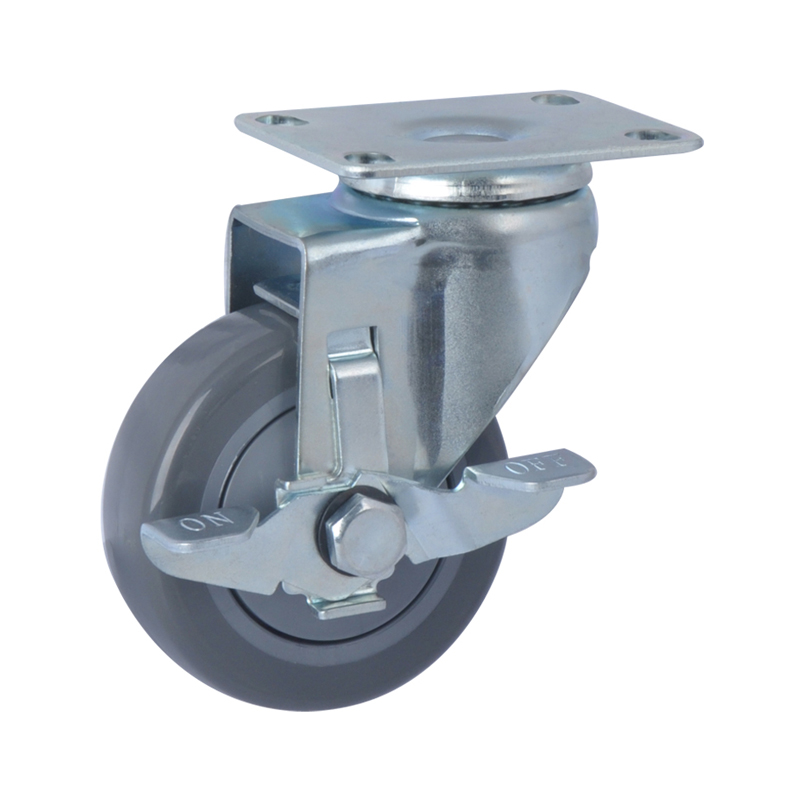 EDL Light 3'' 80kg Plate Side Wheel Brake PU caster 36123C-373-77/C