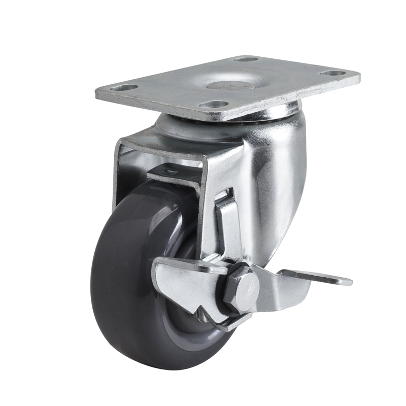 EDL Medium 3" 150kg Plate Side Wheel Brake PU Caster 50123C-503-76/C