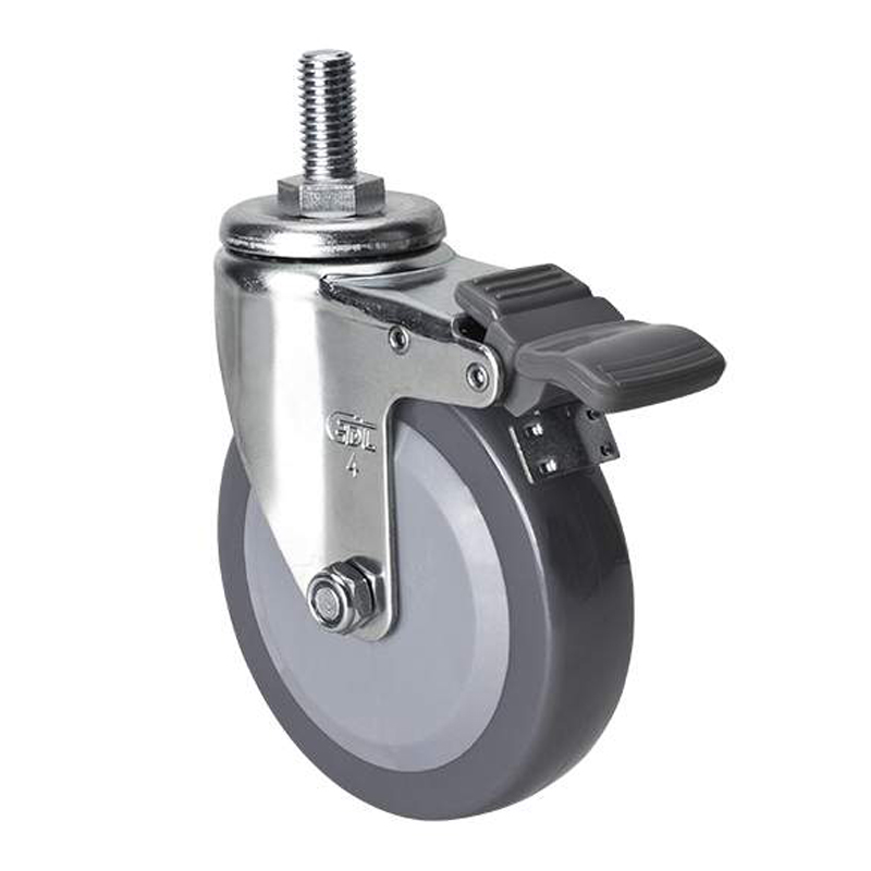 EDL Light 4'' 70kg Threaded Brake PU caster 36144H-364-74