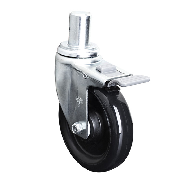 EDL Medium 5'' 120Kg Stem Plastic Dual Brake PU Caster50165H-505-65