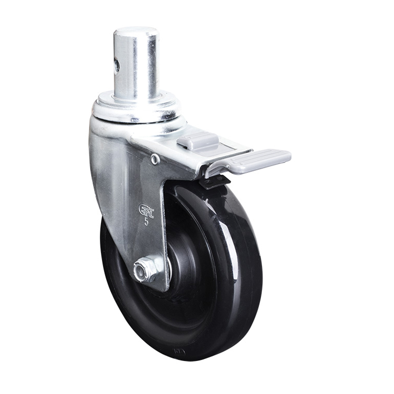 EDL Medium 5'' 140Kg Bolt Hole Plastic Dual Brake PU Caster50185H-505-66