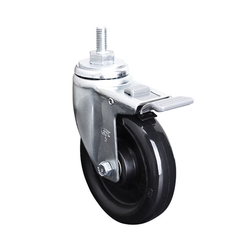 EDL Medium 5'' 140Kg Threaded Plastic Dual Brake PU Caster50145H-505-66