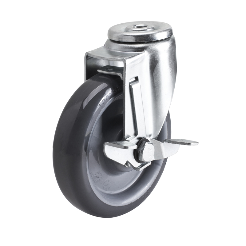 EDL Medium 5''150Kg Bolt Hole Side Wheel Brake PU Caster50185C-505-76/C