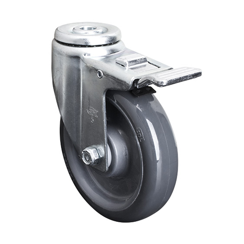 EDL Medium 5'' 130Kg Bolt Hole  Al. Dual Brake PU Caster50185P-505-75