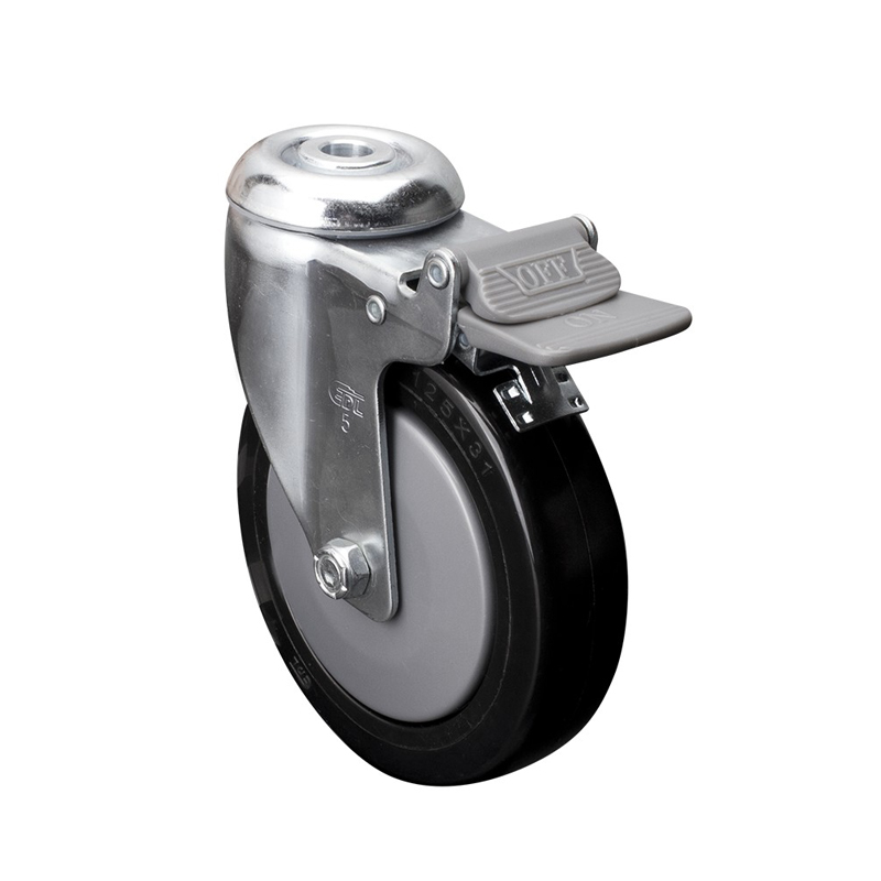 EDL Medium 5'' 110Kg Bolt Hole Plastic Dual Brake PU Caster 57185H-575-67