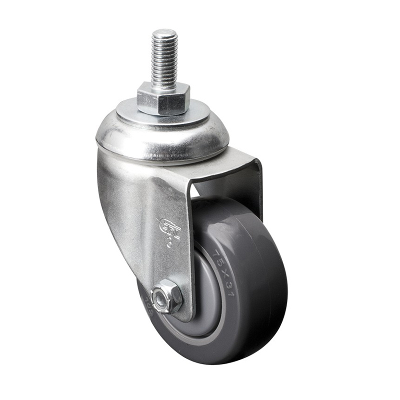 EDL Medium 3'' 130Kg Threaded Swivel PU Caster -573-77