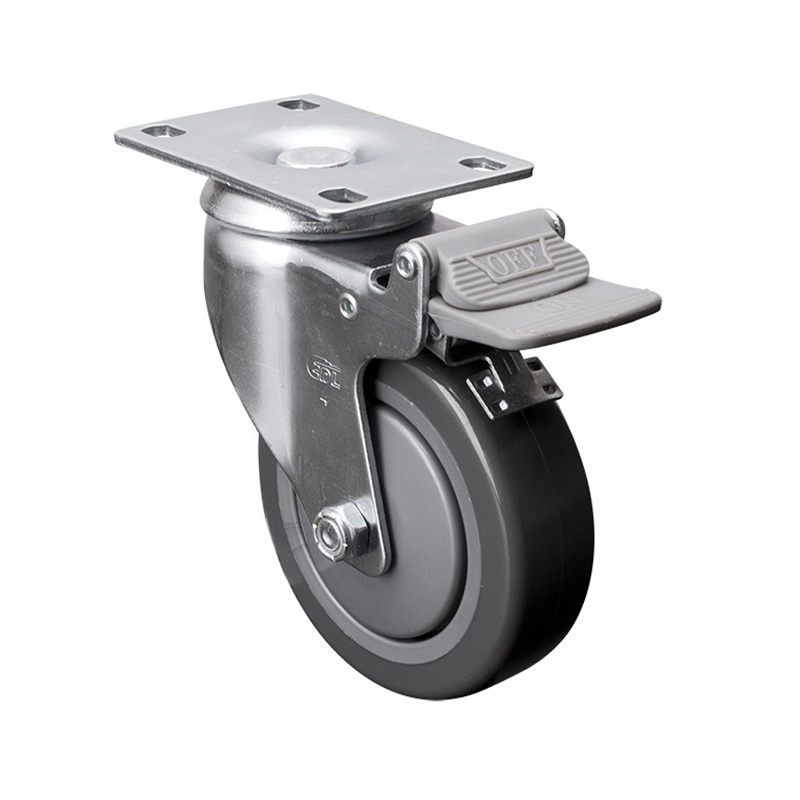 EDL Medium 4'' 130Kg Plate Plastic Dual Brake PU Caster 57124H-574-77