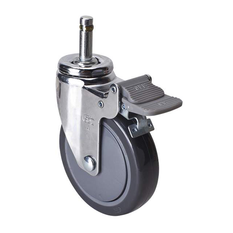 EDL Light 4'' 80kg Stem Plastic Dual Brake PU Caster 37264H-374-77