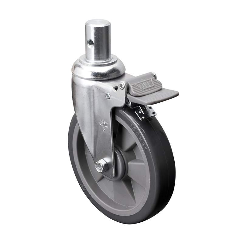 EDL Medium 6'' 130Kg Stem Plastic Dual Brake PU Caster 57166H-576-77