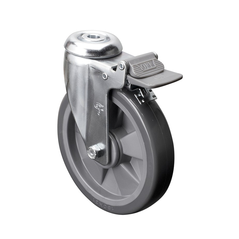 EDL Medium 6'' 130Kg Bolt Hole Plastic Dual Brake PU Caster 57186H-576-77