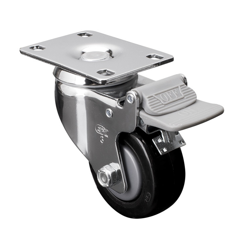 EDL Medium 3'' 110Kg Plate Plastic Dual Brake PU Caster 57223H-573-67