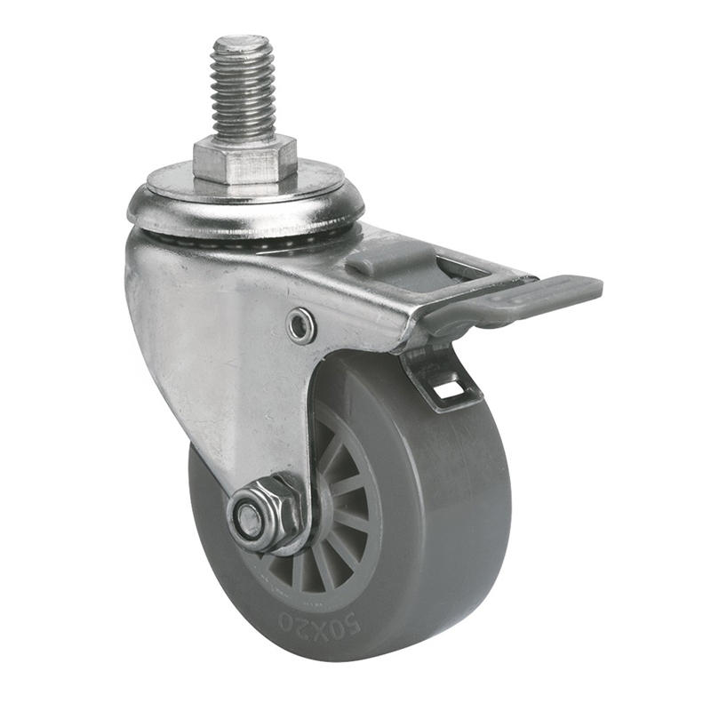 EDL Stainless Steel Mini 2'' 40kg Threaded Brake PU Caster S26742H-S262-73