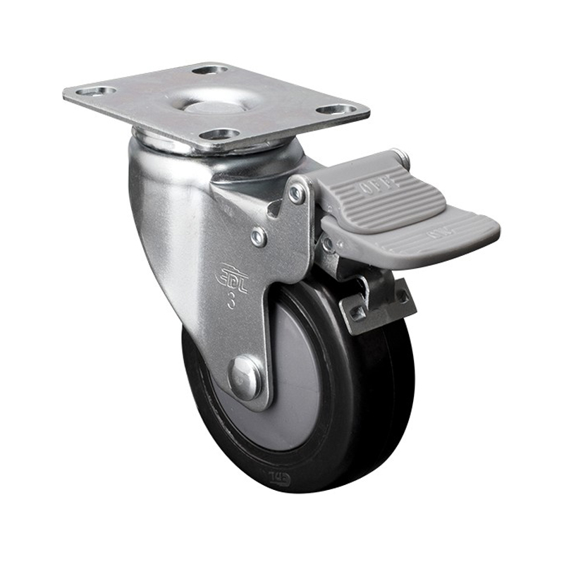 EDL Light 3" 70kg Plate Plastic Dual Brake PU Caster 37123H-373-67