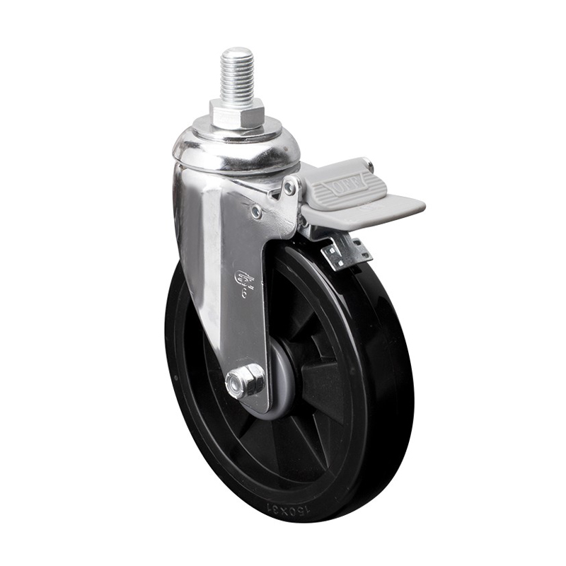 EDL Medium 6'' 110Kg Threaded Plastic Dual Brake PU Caster 57246H-576-67