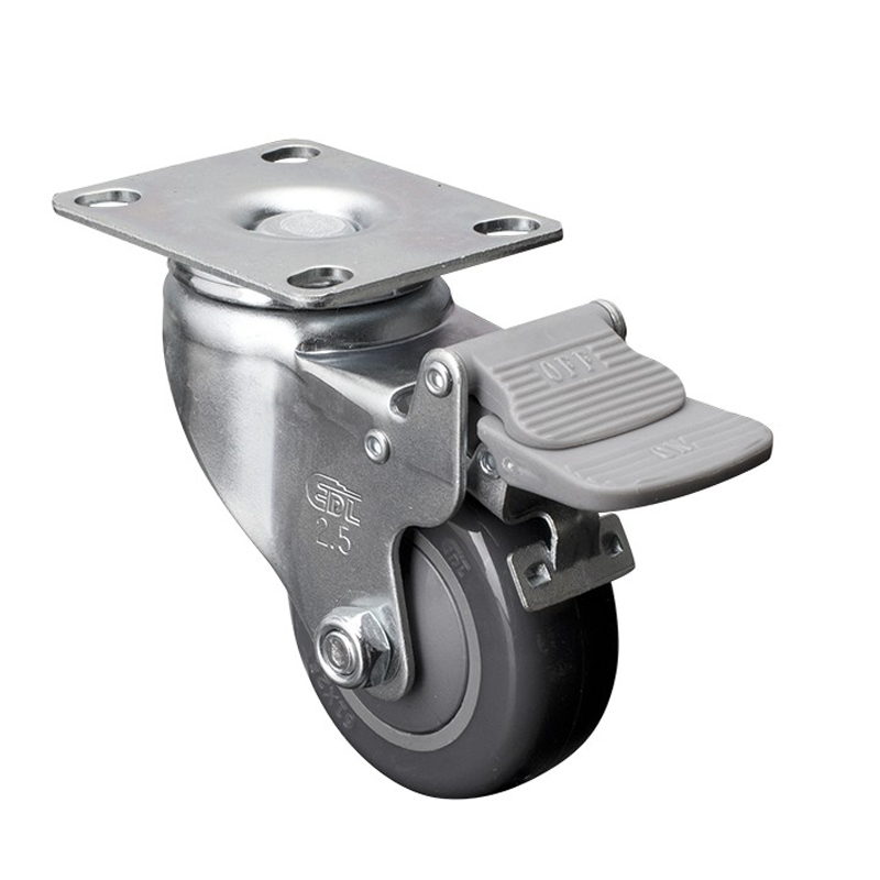 EDL Light 2.5" 80kg Plate Plastic Dual Brake PU Caster 371225H-3725-77