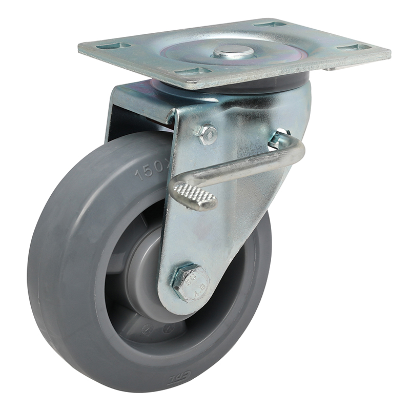 EDL Heavy 5" 300kg Plate Side Dual Brake TPE Caster 77125K-705-56/M12X80