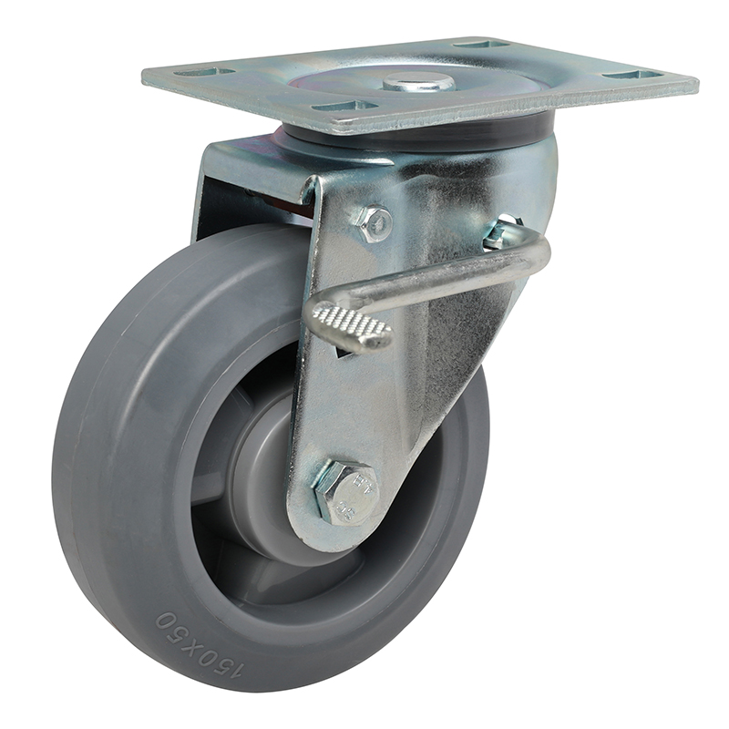 EDL Heavy 6"320kg Plate Side Dual Brake TPE Caster 77126K-706-56/M12X80