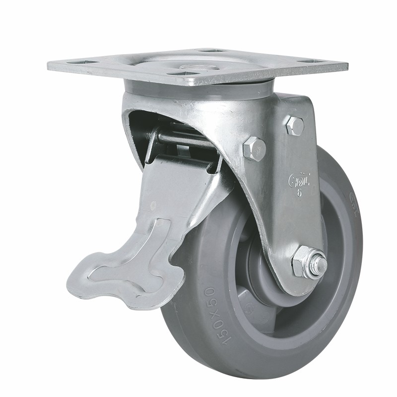 EDL Heavy 6"320kg Plate Front Brake TPE Caster 77126Q-706-56/M12X80