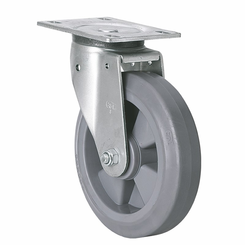 EDL Heavy 8" 350kg Plate Swivel TPE Caster 77118-708-56/M12X80