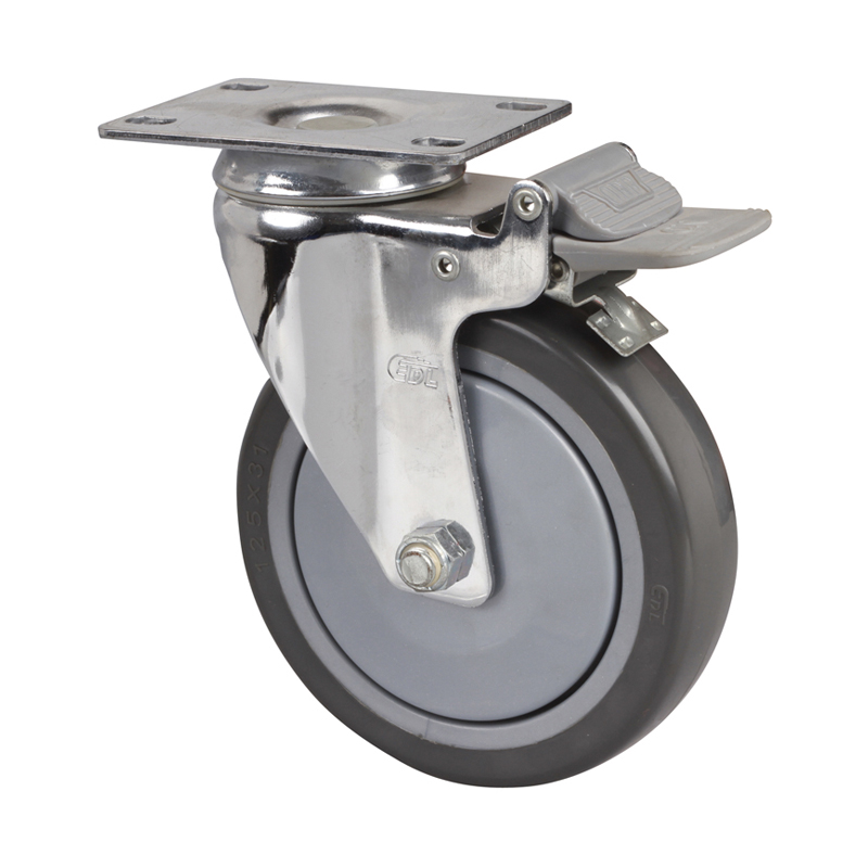 EDL Medium 5'' 130Kg Plate Plastic Dual Brake PU Caster 57225H-575-77