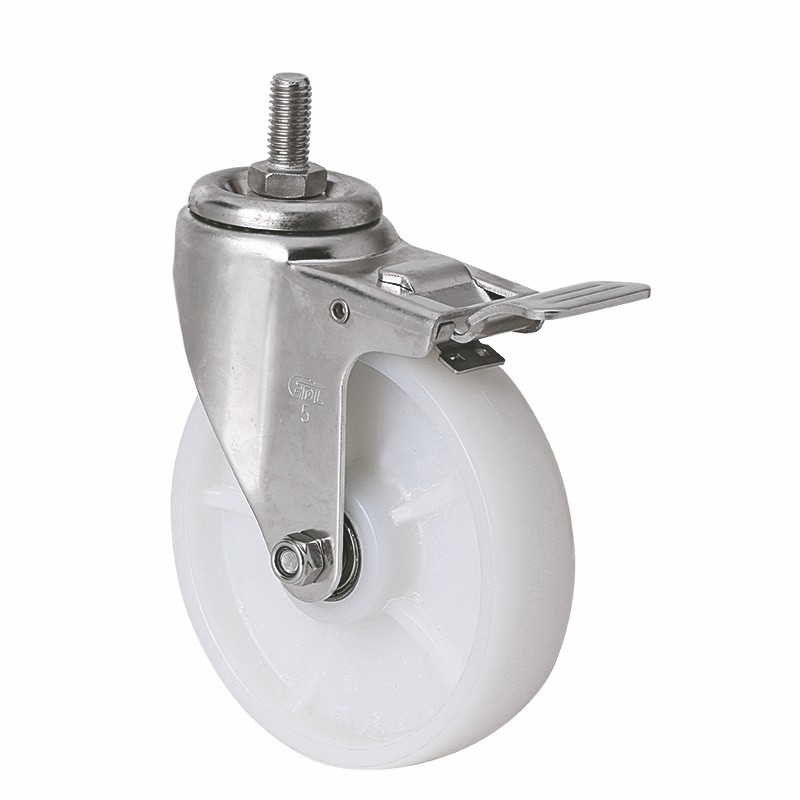 EDL Stainless Steel Medium 5'' 150kg Threaded Brake TPA Caster 54745L-S545-26