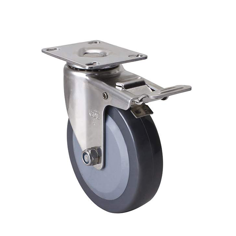 EDL Stainless Steel Light 4'' 70kg Plate Brake PU Caster S34724L-S344-74