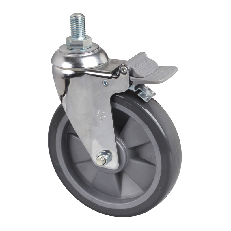 EDL Medium 6'' 130Kg Threaded Plastic Dual Brake PU Caster 57246H-576-77