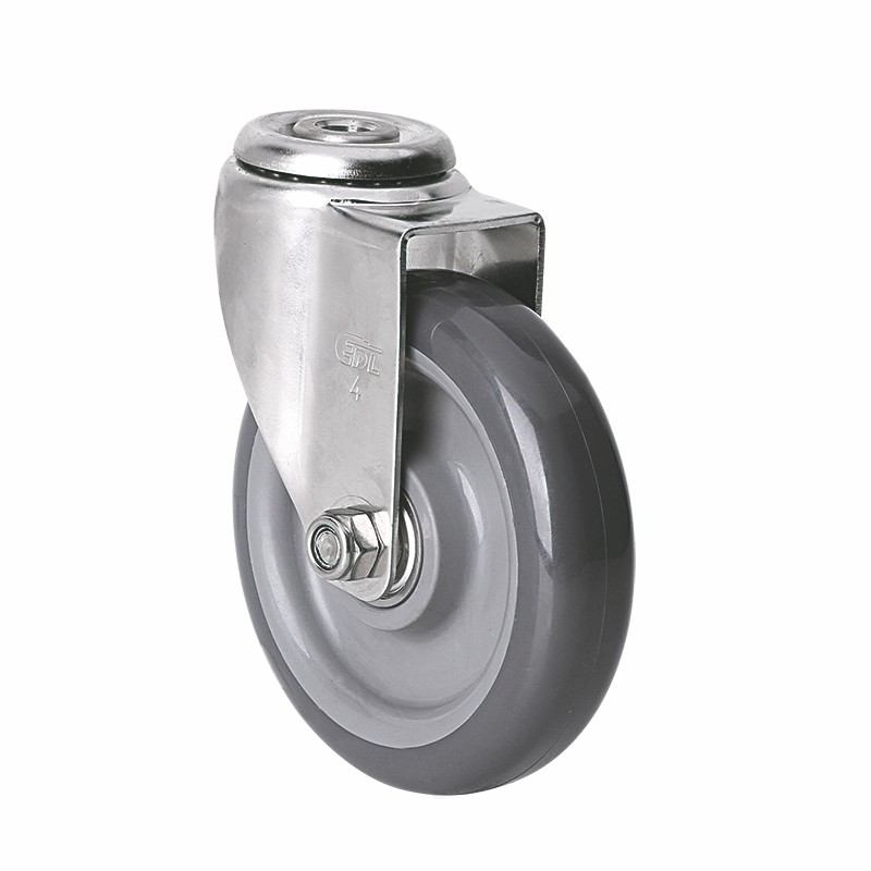 EDL Stainless Steel Light 4'' 70kg Bolt Hole Swivel PU Caster S34774-S344-76