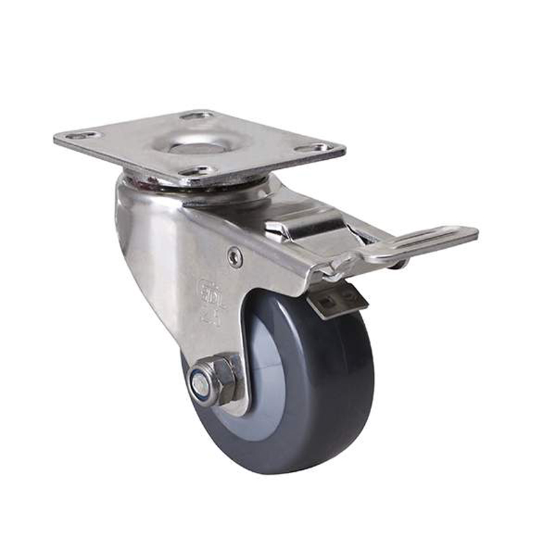 EDL Stainless Steel Light 2.5'' 70kg Plate Brake PU Caster S347225L-S3425-74