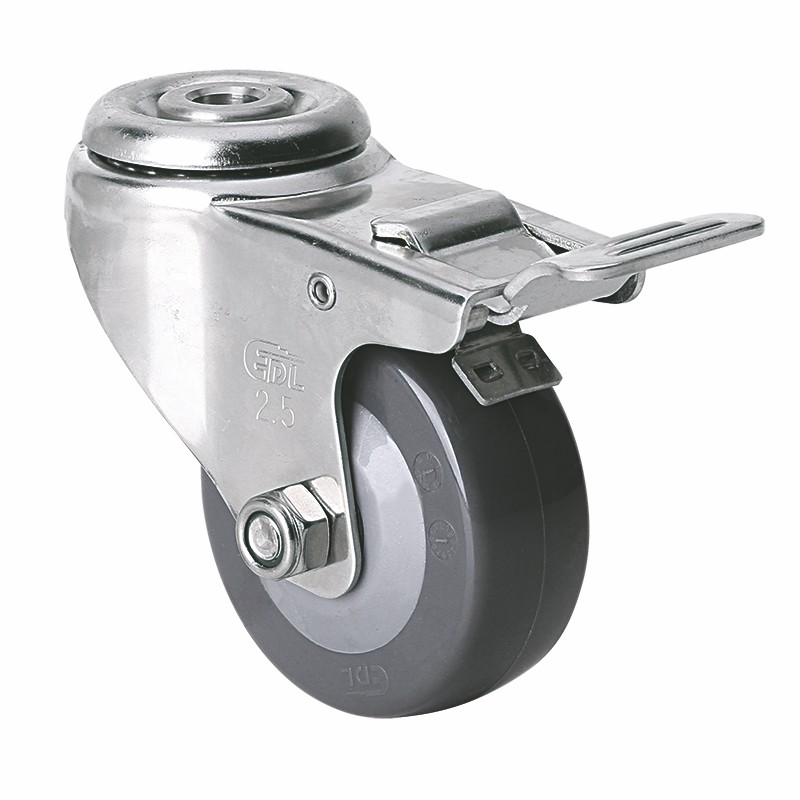 EDL Stainless Steel Light 2.5'' 70kg Bolt Hole Brake PU Caster S347825L-S3425-74