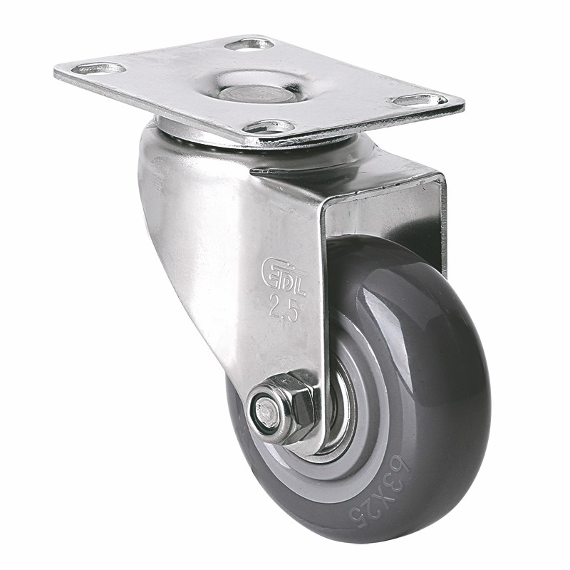 EDL Stainless Steel Light 2.5'' 70kg Plate Swivel PU Caster S347125-S3425-76