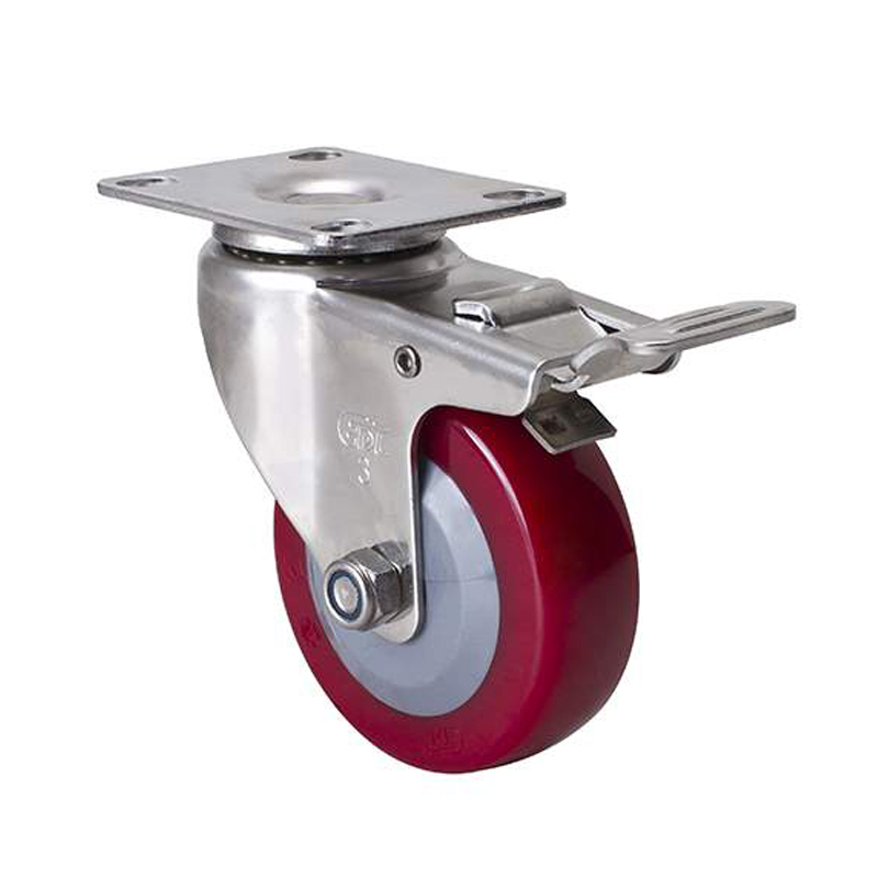 EDL Stainless Steel Light 3'' 70kg Plate Brake TPU Caster S34723L-S343-84