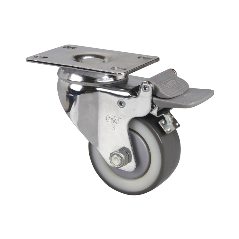 EDL Medium 3'' 130Kg Plate Plastic Dual Brake TPU Caster  57223H-573-87N