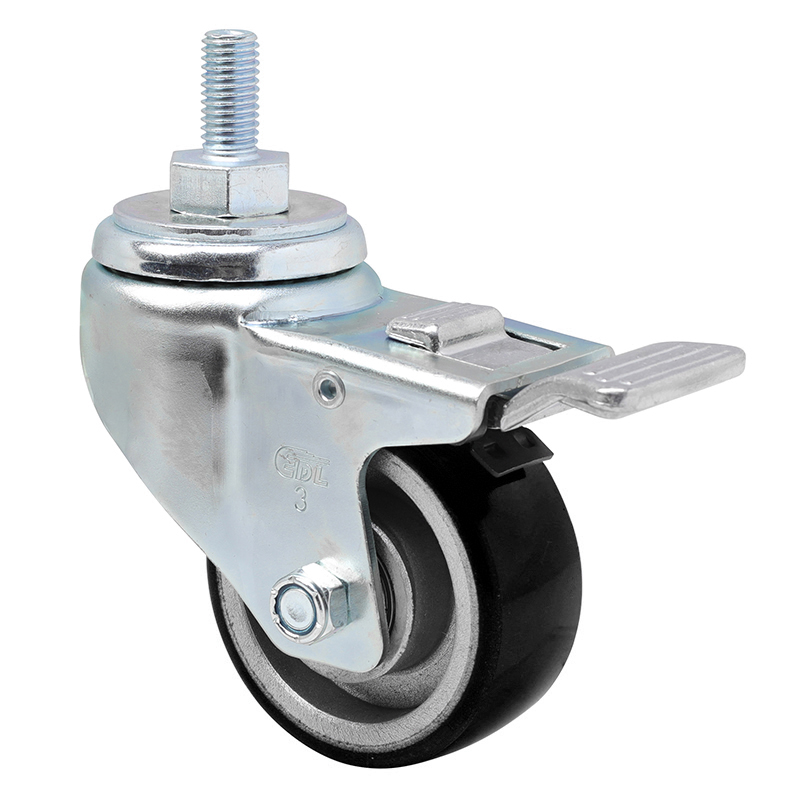 EDL Anti-electrostatic Medium3'' 150kg Threaded Al. Dual Brake TPU Caster 50143P-A503-86A