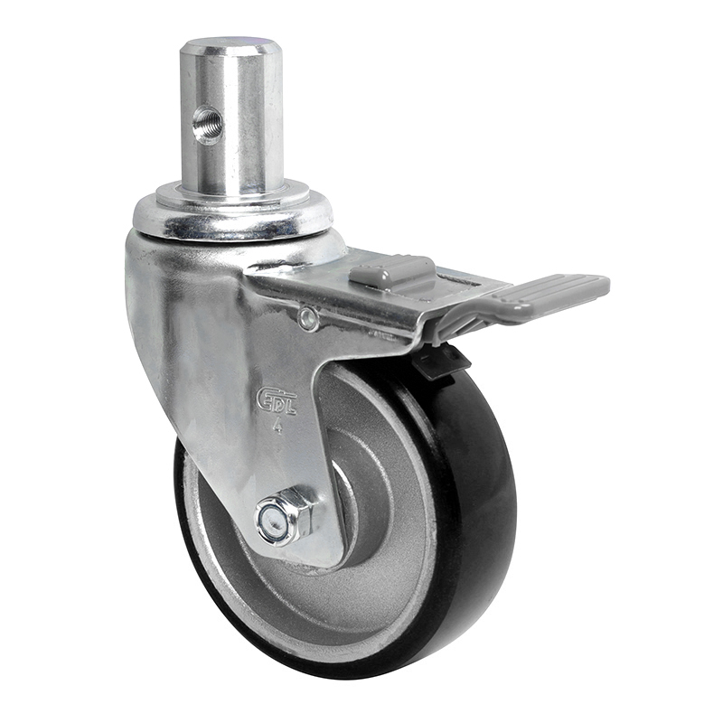 EDL Anti-electrostatic Medium 4" 150kg Stem Plastic Dual Brake TPU Caster 50164H-A504-86A