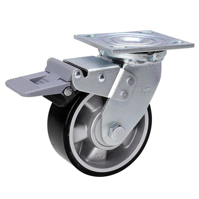 EDL Anti-electrostatic Heavy 5'' 420kg Plate Plastic Dual Brake TPU Caster73125H-A735-86A