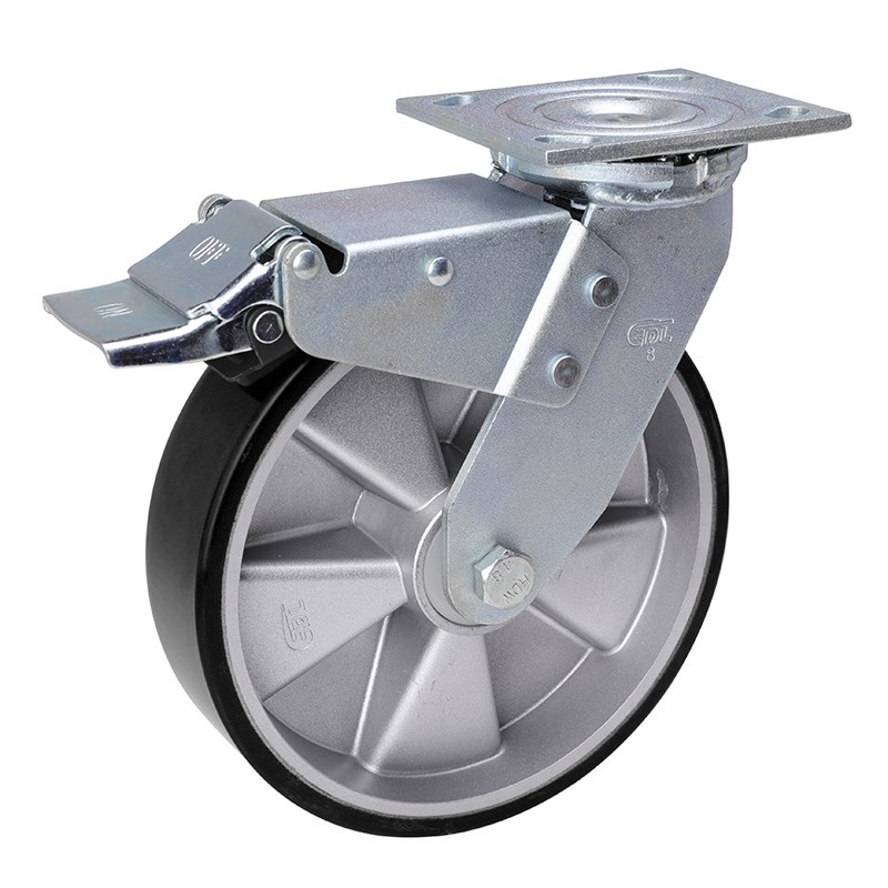 EDL Anti-electrostatic Heavy 8'' 500kg Plate Iron Dual Brake TPU Caster73128L-A738-86A