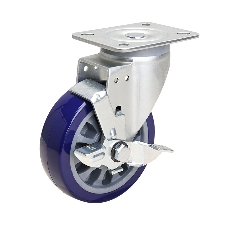 EDL Medium 5" 250kg Plate Side Wheel Brake TPU Caster 66125C-675-86/C