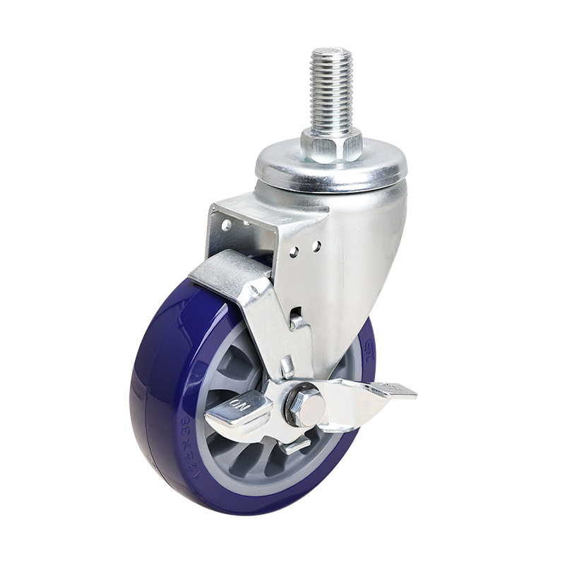 EDL Medium 5" 250kg Threaded Side Wheel Brake TPU Caster 66145C-675-86/C