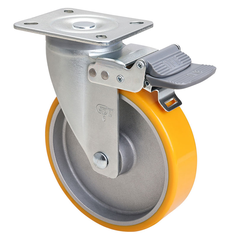 EDL Medium 6" 300kg Plate Brake TPU Caster 66126H-676-86A